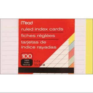Index Cards 3"X5" 100/Pkg Ruled Assorted Colors