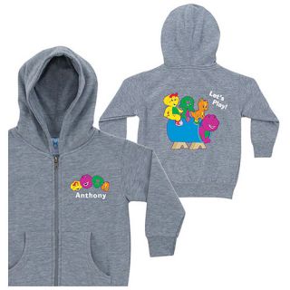 Personalized Barney Lets Play Gray Toddler Zip Up Hoodie