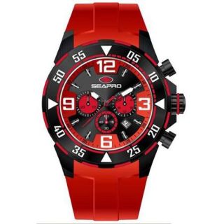 Seapro Men's 'Drive' Black/ Red Silicone Strap Chronograph Watch