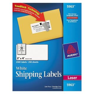 Avery® Shipping Labels with TrueBlock Technology, 2 x 4, White, 2500