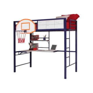 Powell Hoops Basketball Twin Loft Bed with Desk