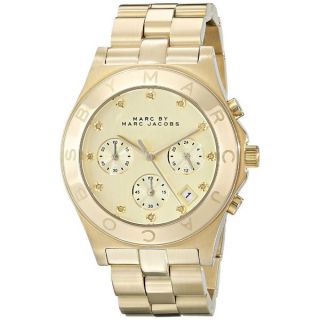Marc Jacobs Womens MBM3101 Blade Glitz Chronograph Goldtone Watch