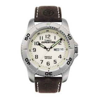 Timex Men's Expedition Traditional Watch, Black Leather Strap