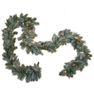 General Foam 9 ft. Pre Lit Siberian Branch Garland with Clear Lights HD V97922C1