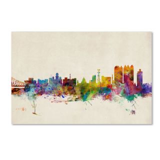 Michael Tompsett Calcutta Watercolor Skyline Canvas Art