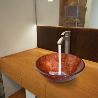 Vigo Mahogany Moon Glass Vessel Bathroom Sink with Otis Faucet