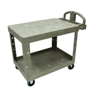 Rubbermaid Commercial Products Heavy Duty Beige 2 Shelf Utility Cart with Flat Shelf in Medium FG452500BEIG