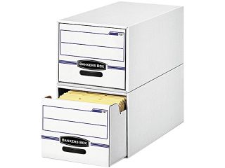 Bankers Box 00721 Stor/Drawer File Drawer Storage Box, Letter, White/Blue, 6/Carton