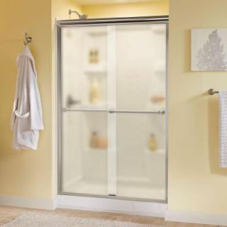 Delta Silverton 47 3/8 in. x 70 in. Semi Framed Sliding Shower Door in Nickel with Niebla Glass 170386