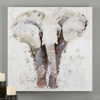 Uttermost Curiosity Hand Painted Elephant Art   Wall Art
