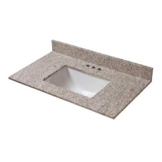 Home Decorators Collection 25 in. W x 19 in. D Granite Vanity Top in Golden Hill with White Single Trough Basin 21992