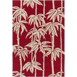 3' x 5' Charmed Bamboo Cherry Red and Eggshell Area Throw Rug