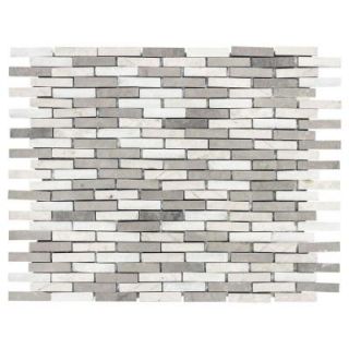 Jeffrey Court Whispering Cliffs Grey Limestone/White 11 1/2 in. x 13 in. x 10 mm Marble Mosaic Tile 99715