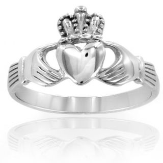 ELYA Stainless Steel Black Outlined Irish Claddagh Ring