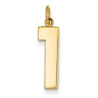 14k Yellow Gold Casted Large Polished Number 1 Charm Pendant