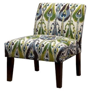 Avington Upholstered Slipper Chair Green/Blue/Brown Ikat