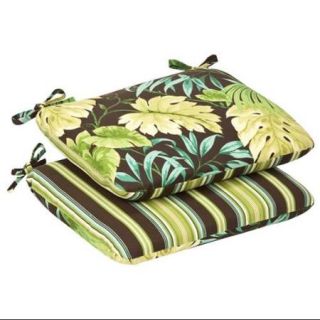 Pack of 2 Outdoor Patio Furniture Chair Seat Cushions   Reversible Green Stripe