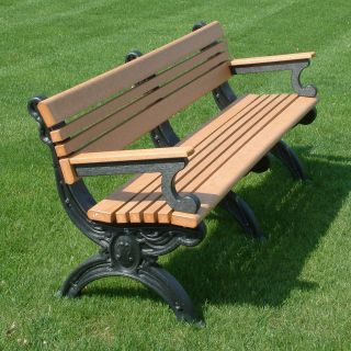 Polly Products Cambridge Commercial Grade Recycled Plastic Park Bench with Arms   Outdoor Benches