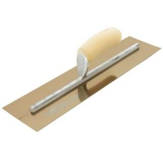 18 in. x 5 in. Golden Stainless Steel Curved Wood Handle Finishing Trowel MXS815GS