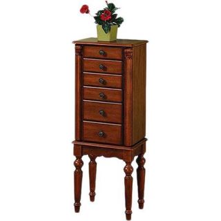 Wooden Jewelry Armoire, Distressed Deep Cherry