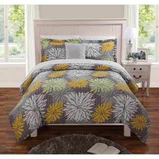 Luxury Home Studio Floral 12 Piece Comforter Set   Yellow