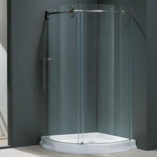 Vigo Sanibel 43.625 in. x 79.5 in. Frameless Bypass Shower Enclosure in Stainless Steel and Left Base VG6031STCL40WL