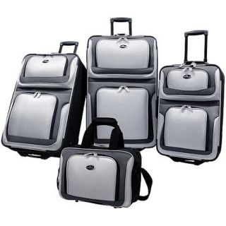 U.S Traveler New Yorker 4 Piece Luggage Set, Silver Gray