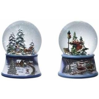 Set of 2 Enchanted Wintry Musical Christmas Snow Globe Glitterdomes