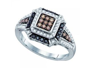 10k White Gold 0.53Ctw Cognac Diamond Ladies  Fashion Ring