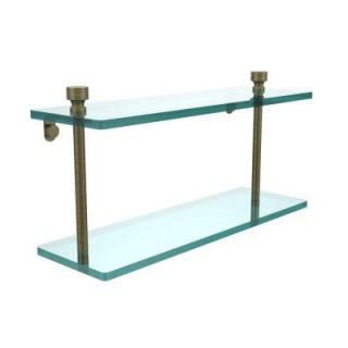 Allied Brass Foxtrot Collection 5 in. W x 16 in. L 2 Tiered Glass Shelf in Antique Brass FT 2/16 ABR