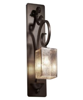 Justice Design Group FSN 8579   Victoria 1 Light Wall Sconce (Tall)   Square with Flat Rim Shade   Dark Bronze with Mercury Glass   Wall Sconces