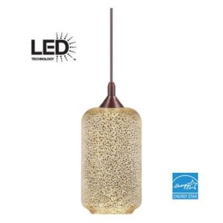 Home Decorators Collection Bronze LED Pendant with Mercury Crackle Glass Shade 7226