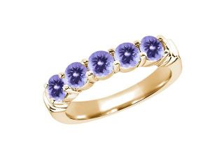 1.50 Ct Round Blue AAA Tanzanite 925 Yellow Gold Plated Silver Ring