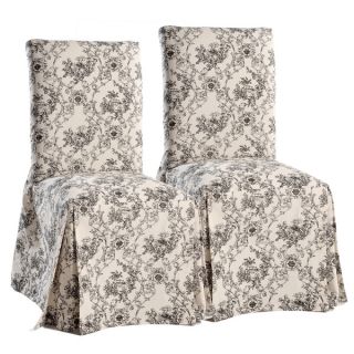 Damask Print Ruffled Dining Chair Slipcovers (Set of 2)