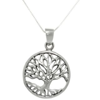 CGC Sterling Silver Autumn Tree of Life Round Pendant on Box Chain
