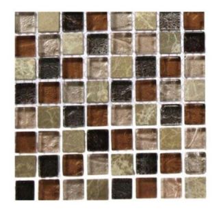 Splashback Tile Outback Brown Blend 1/2 in. x 1/2 in. Marble and Glass Tile Squares   6 in. x 6 in. Floor and Wall Tile Sample R5D4