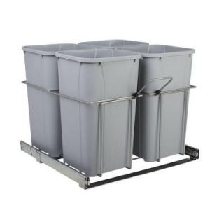 Knape & Vogt 23.375 in. x 22 in. x 18.813 in. 27 Qt. In Cabinet Double Soft Close Bottom Mount Pull Out Trash Can SCB24 4 27PT