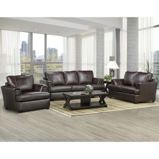 Royal Cranberry Italian Leather Sofa, Loveseat and Chair Set