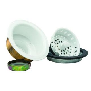 BrassCraft 3 1/2 in. Post Style Basket Strainer with Nut and Washer in White BC7150 W