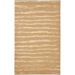 Handmade Soho Stripes Beige/ Gold N. Z. Wool Rug (83 x 11)