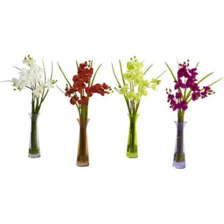 Nearly Natural Mini Phalaenopsis with Colored Vase, 4pk