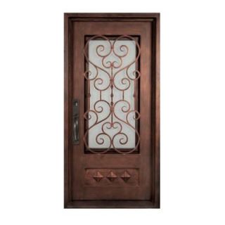 Iron Doors Unlimited 40 in. x 98 in. Vita Francese Classic 3/4 Lite Painted Bronze Decorative Wrought Iron Prehung Front Door IV4098RSHS