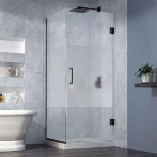 DreamLine Unidoor Plus 30 3/8 in. x 30 in. x 72 in. Hinged Shower Enclosure with Half Frosted Glass in Oil Rubbed Bronze SHEN 24300300F HFR 06