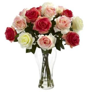 Nearly Natural Assorted Blooming Roses with Vase 1348 AP