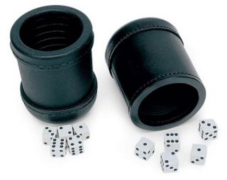 Mahogany Leather Dice Cup with 5 Dice with Optional Laser Engraving   Backgammon