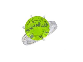 3.5 Ct Peridot Round Ring .925 Sterling Silver Rhodium Finish [Jewelry]