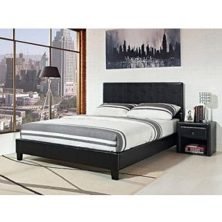 Stratus Queen Upholstered Bed, Black Faux Leather