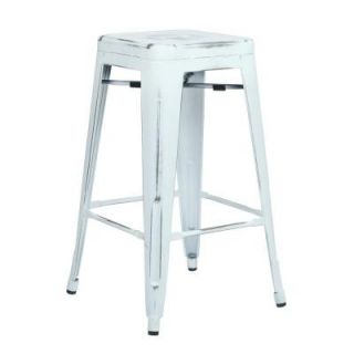 Office Star Bristow 26 in. Barstool in Antique White (Set of 2) BRW3026A2 AW