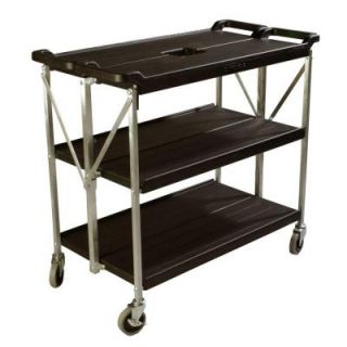 Carlisle 350 lb. Black Large Fold 'N Go Heavy Duty 3 Tier Collapsible Utility Cart and Portable Service Transport SBC203103