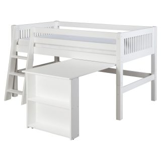 Camaflexi Mission Headboard Low Loft Bed with Retractable Desk   Bunk Beds & Loft Beds